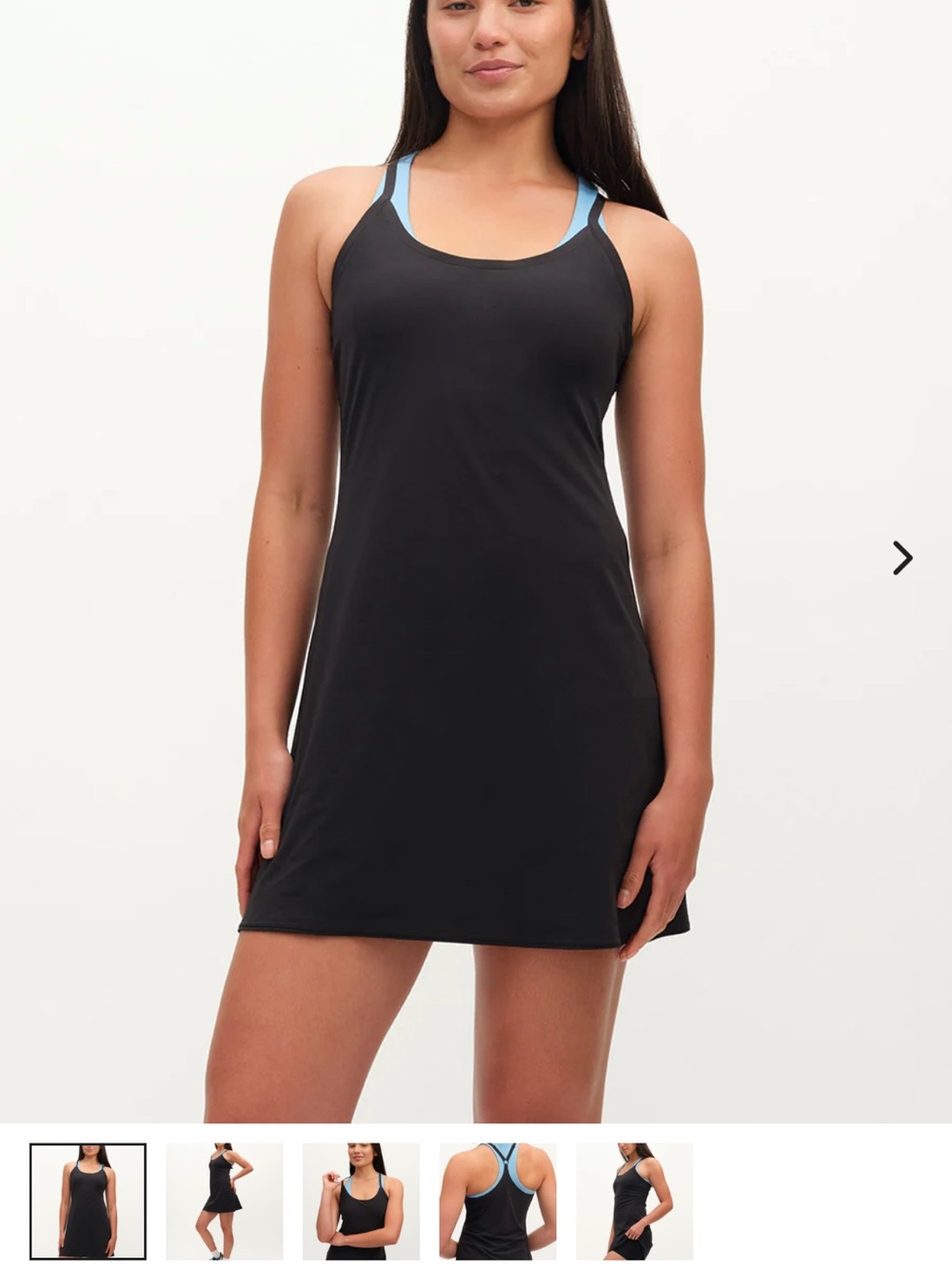 Outdoor Voices Black Tank Dress with Light Blue Straps